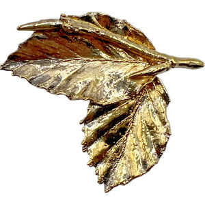 Signed DENMARK Flora Danica Sterling Silver Leaf Branch BROOCH Costume Jewelry